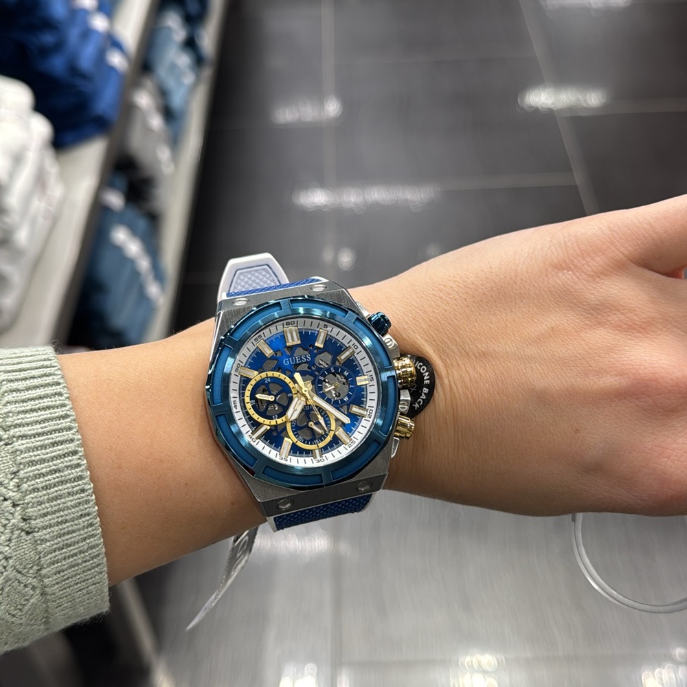 GUESS Blue and Gold Chronograph Watch